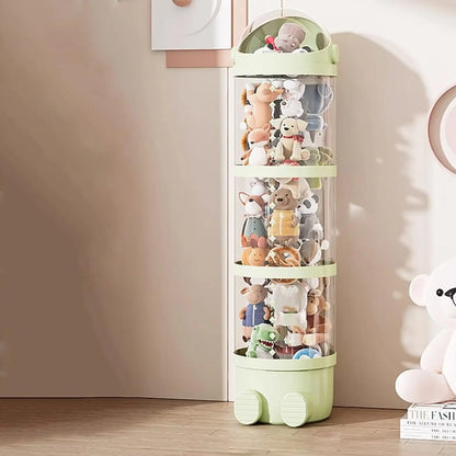 Plush Doll Storage Tube 3 layer / 4 layers Stuffed Animal Storage Toy Display Transparent Stuffed Dolls Storage Bucket Organizer